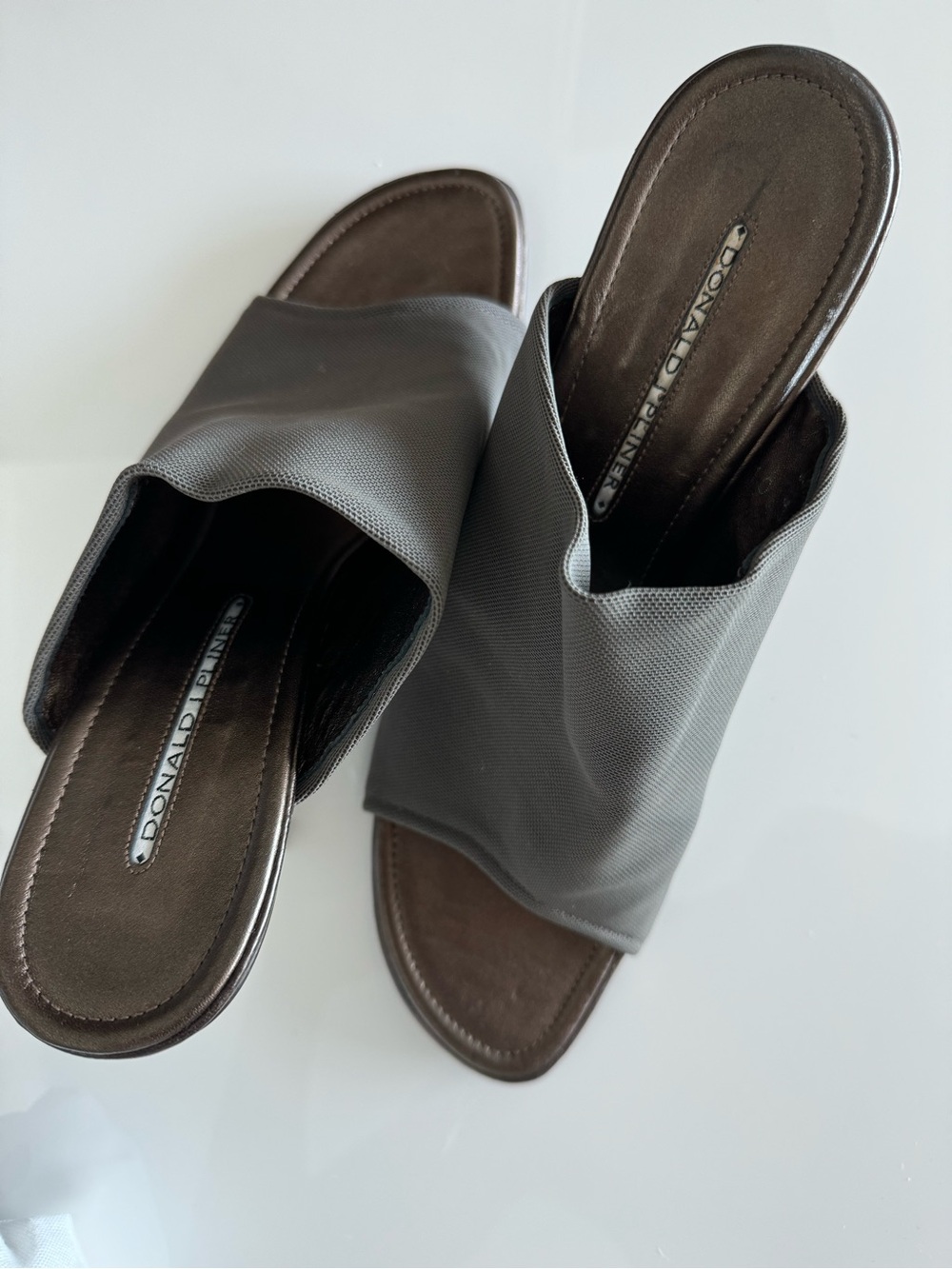 Donald J. Pliner Women's Gray High Heel Slide Sandals